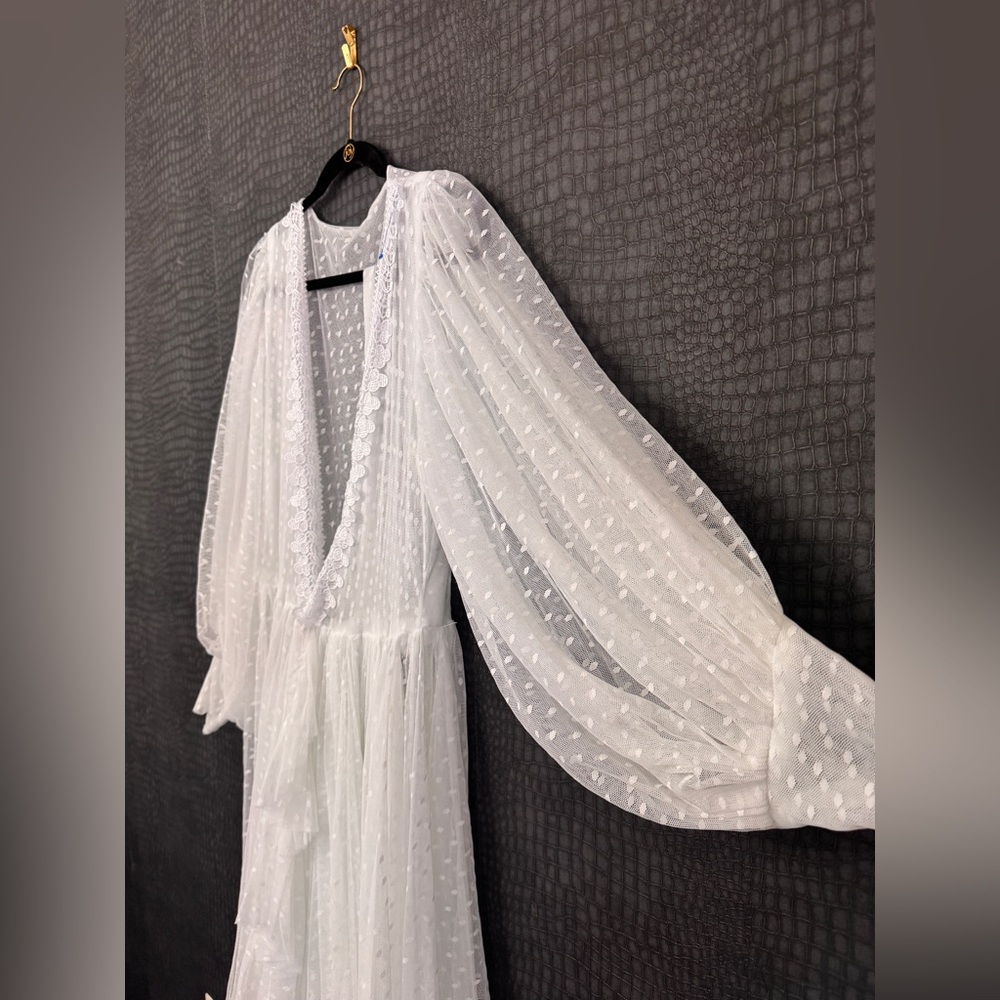Elegant Sheer White Maxi Dress - Good for Maternity Shoot - Picture 3 of 8